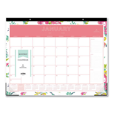 Blue Sky® Day Designer Peyton Desk Pad Calendar, Floral Artwork, 22 X 17, Black Binding, Clear Corners, 12-month (jan-dec): 2022 freeshipping - TVN Wholesale